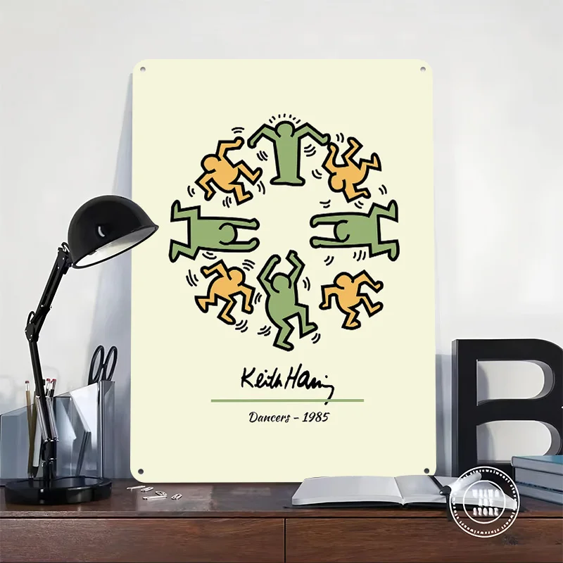 Keith Haring Dancers - 1985 Printing Poster Customized Retro Wall Art Vintage Metal Signs for Home and Decoration Gaming House