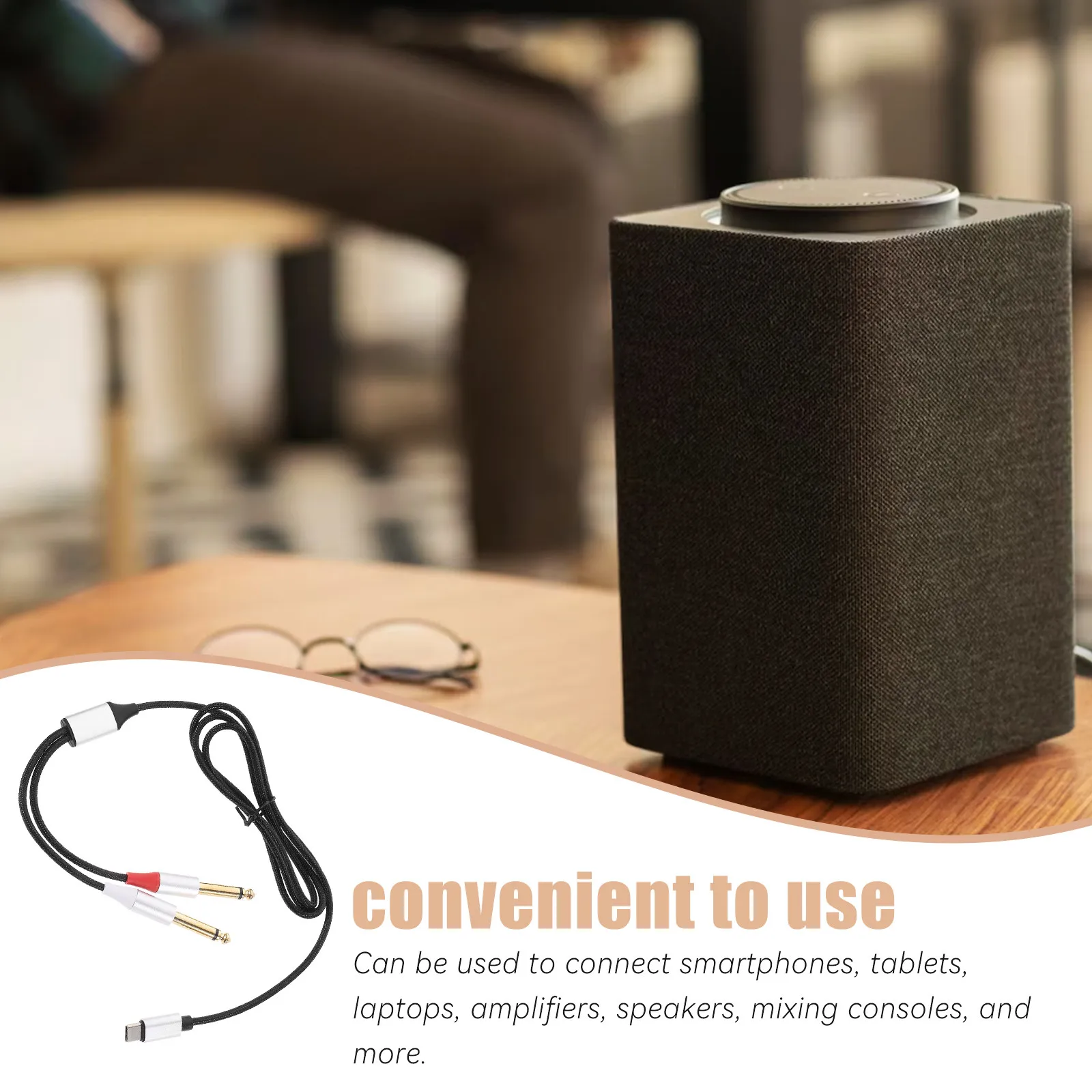 1M USB C to Dual 6.35mm Audio Cable Solid Construction Studio Audio Converter Cable for Tablets Laptops Mixers Speakers - view 5