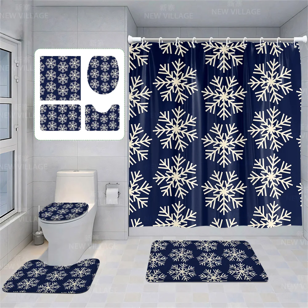 Huis Douchegordijnen Badkamer Decora Waterdichte Stof Antislip Badmat Waterabsorptie Gordijn Modern Nordic Vrolijk Kerstfeest