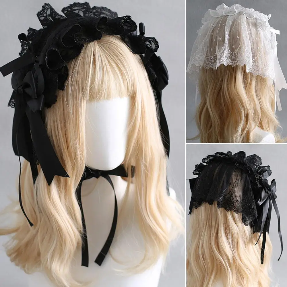 

French Style Lace Bowknot Hair Tie Band Doll Lolita Headband Personality Fashion Vintage French Styling Tool Elegant Hair Bands