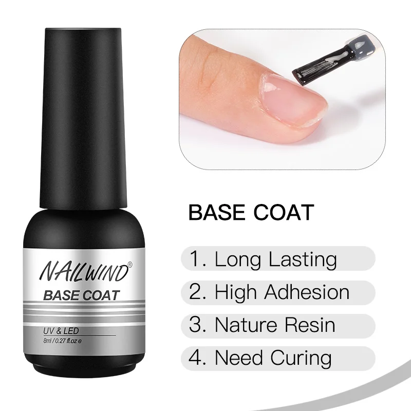 8ML Base Nowipe Top Coat For Gel Nail UV Gel Polish Semi Permanent Soak Off UV LED Nail Art Manicure Nail Varnish