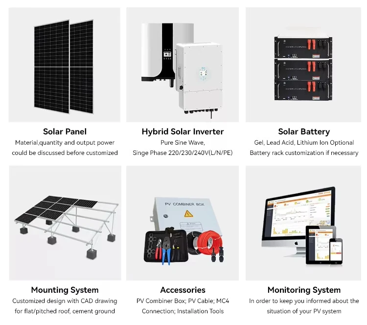 5KW 10KW 15KW 20KW Solar Energy System for Home Customize Complete Off Grid Solar Panels Power Storage Hybrid System