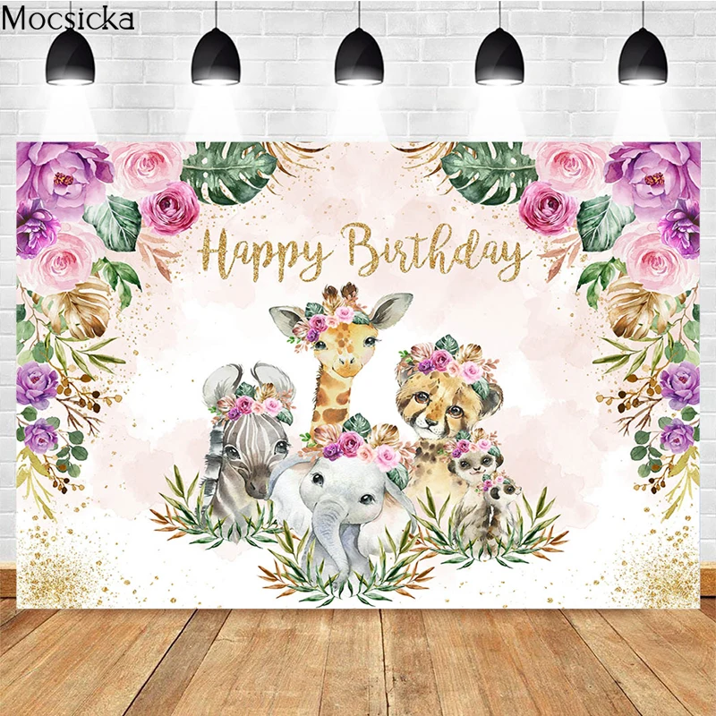 

Wildlife Photography Backdrops Girl Party Birthday Decoration Supplies Tropical Jungle Cake Smash Studio Photo Background