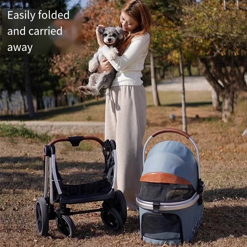 Grey Trolley for 30Kgs Dogs Cat One Click Automatic Collection Pet Cart Large Space Dog Strollers Cross-border High-quality Cart