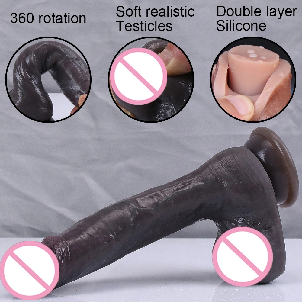 Big Long Dildo Realistic Dick Strapon Penis Soft Suction Cup Black Vagina Masturbator Anal Sex Toy For Woman G-spot Stimulation