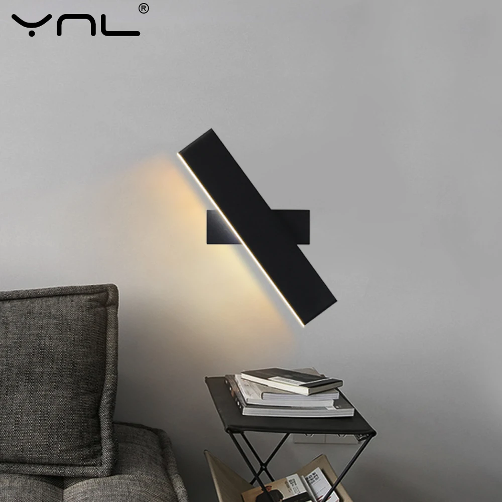 Nordic LED Wall Sconce Lamp Adjustable 85-265V Black White Modern LED Wall Light Stair Fixture Hallway Interior Wall Sconce