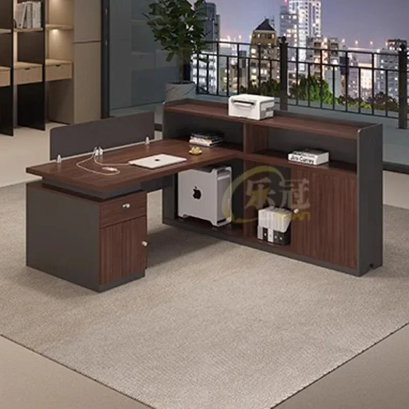 Scandinavian Aesthetics Desk Drawer Executive L-Shaped Storage Cabinet Desk Multifunctional Shelf Skrivania Salon Furniture