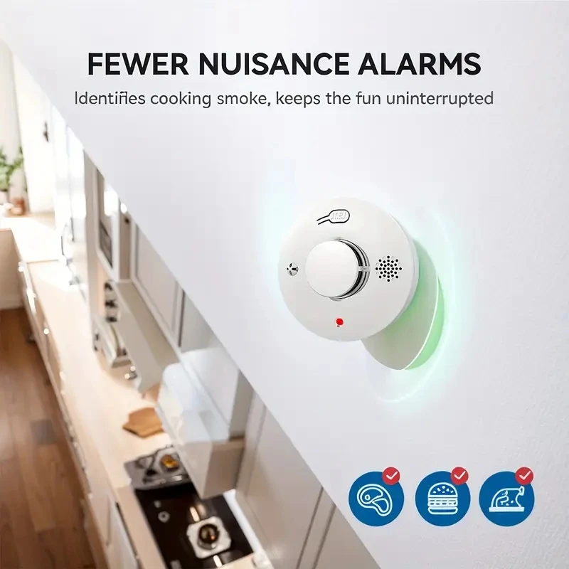 85DB Фотоэлектрический датчик дыма - высокочувствительный пожарный детектор для спальни, кухни, прихожей, офиса, батареи в комплект не входит