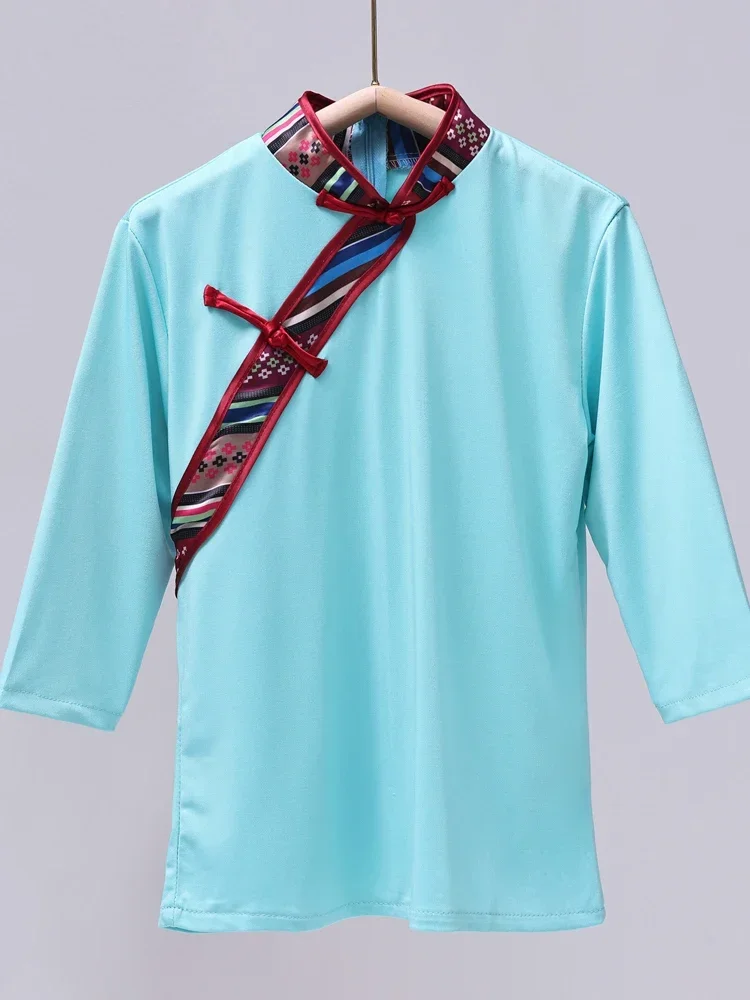 Chińskie tybetańskie topy do tańca Kobiety Tybetańskie topy sceniczne Koszule mniejszości narodowych Styl etniczny Mongolska tradycja taneczna