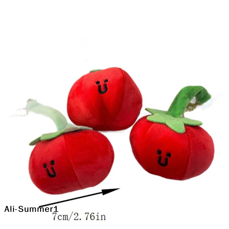 1/2 PCS Cute Funny Tomato Fruit Plush Doll Stuffed Toy Keychain Pendant Bag Hang Charm Decor Birthday Reward Gift Couple Keyring