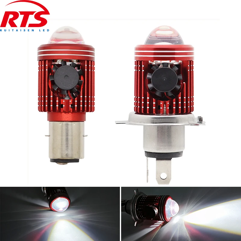 

RTS Motorcycle H4 BA20D LED Headlight Bulbs CSP Lens White Yellow Hi Lo Lamp Scooter Moto Accessories Fog Lights 12V Spotlight