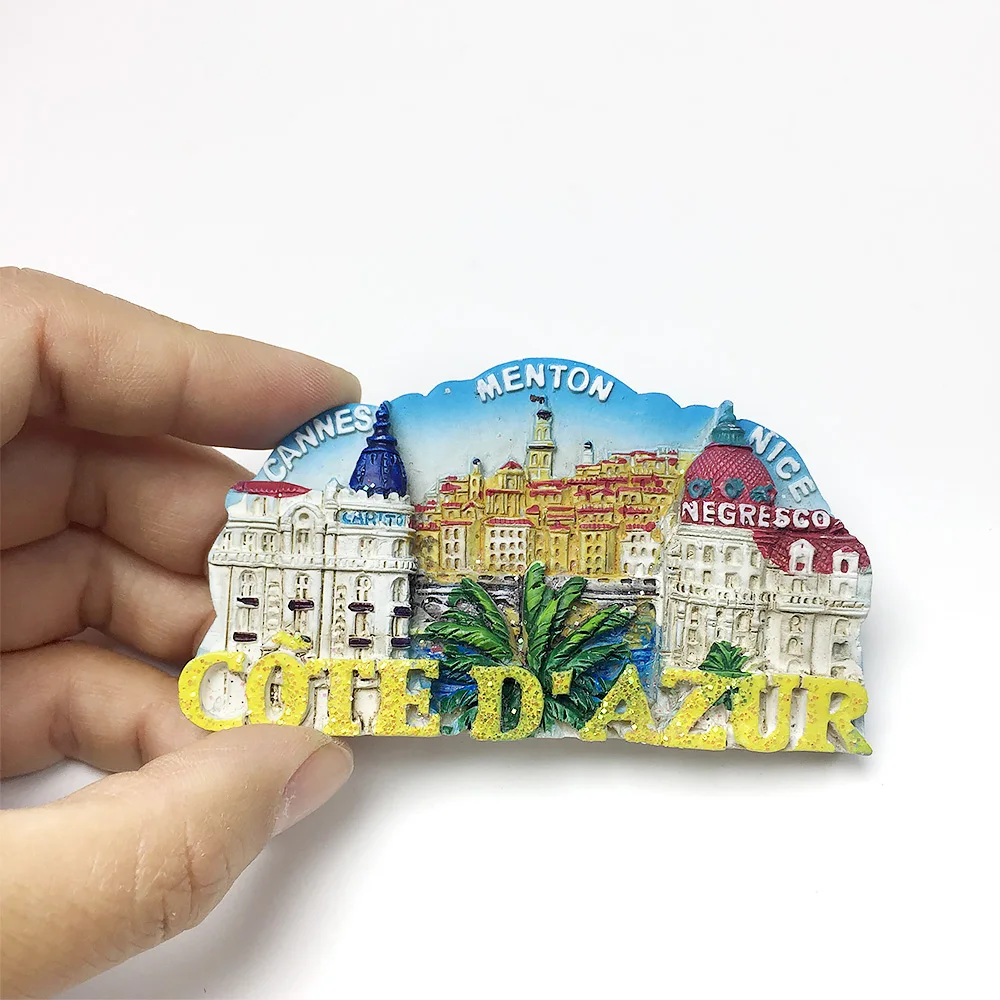 

3D Resin Fridge Magnets of Côte d'Azur Landmarks - Cannes, Menton & Negresco Hotel - Decorative Magnets for Home & Kitchen