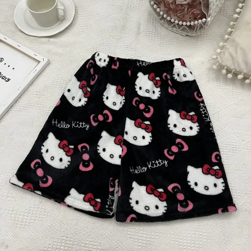 2024 New Miniso Hello Kitty Summer Athletic Shorts Pants Kawaii Y2K Flannel Ladies Winter Pajama Pants Girl Gift Women Home Pant