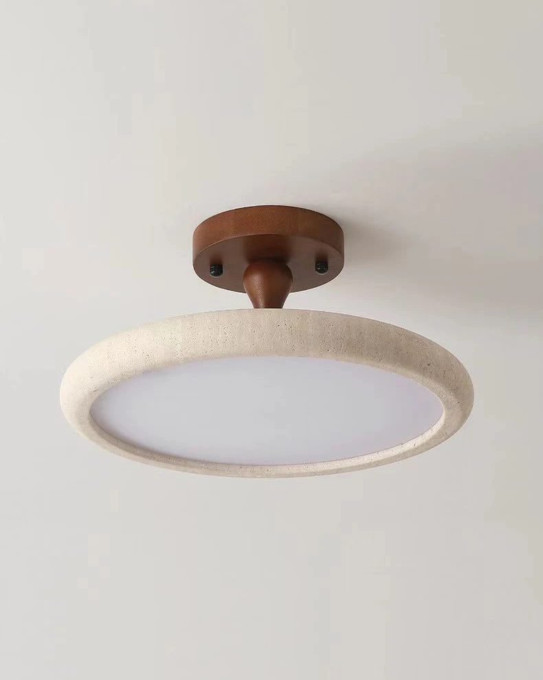 Dark Wood LED Ceiling Light Natural Stone Dimmable