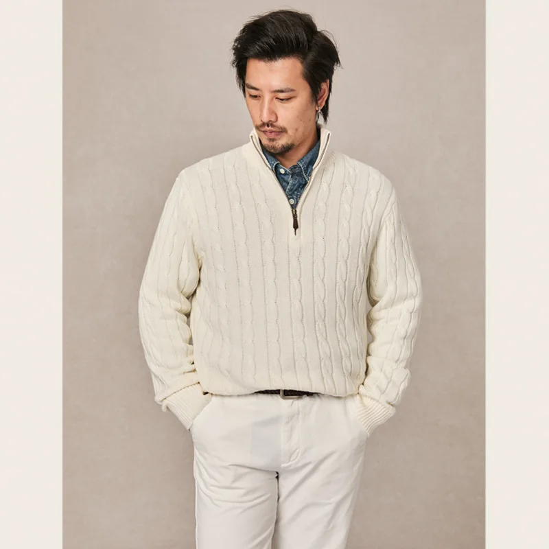 

Винтажный новый модный мужской полувысокий воротник с длинным рукавом, повседневный модный простой базовый однотонный вязаный свитер, пуловеры, мужской топ