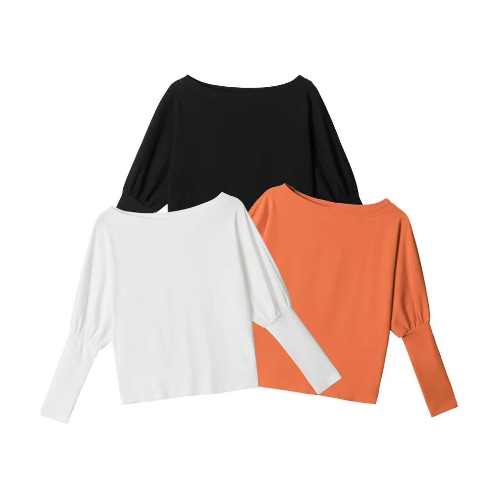 

Винтажное базовое боди с открытыми плечами и длинными рукавами, зима-осень, элегантные топы, футболки для женщин и девочек, ленивец, офисные дамы