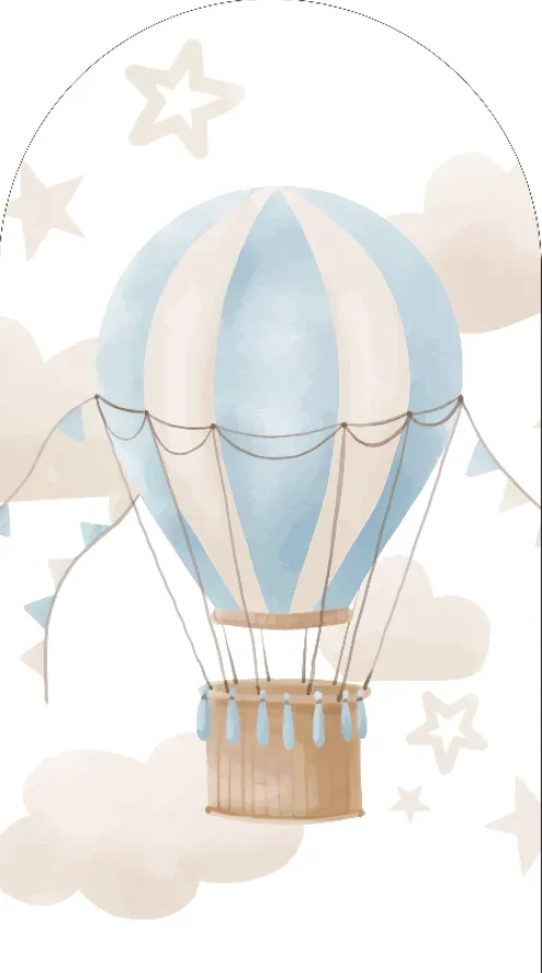 Mehofond منطاد الهواء الساخن الأزرق غطاء قوس خلفية استحمام الطفل جدار مقوس أوه الطفل الوليد 1st حفلة عيد ميلاد 2-خلفية على الوجهين