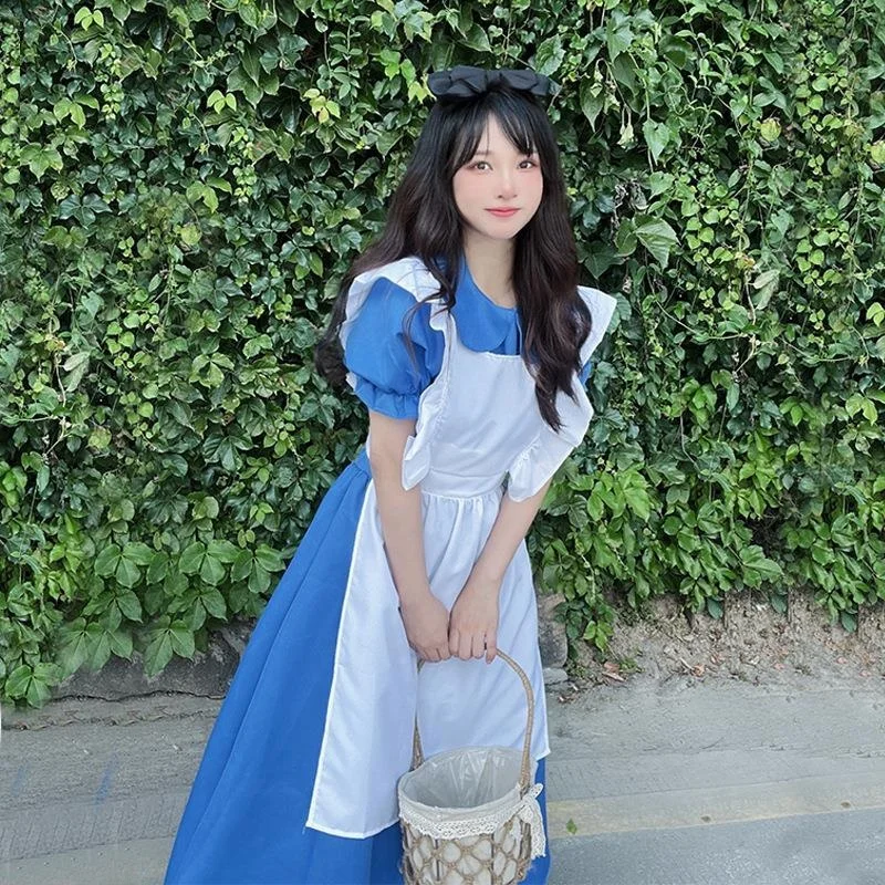 Alice au pays des merveilles loween femme de chambre Costume ort Sve Princ doux fille jupe Cosplay Lolita orm Fem loween Costume