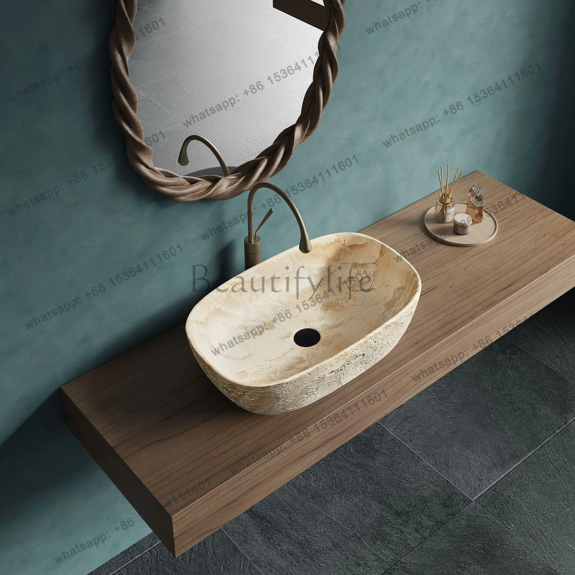 

Medieval artificial stone washbasin B & B Hongdongshi washbasin household bathroom washbasin