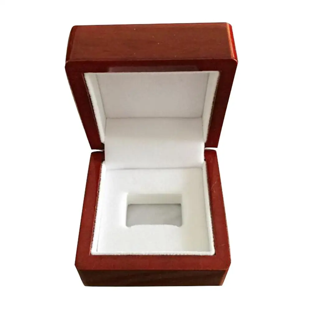 Caja de madera con exhibición de anillo pesado grande de campeonato, Mini viaje rojo de un solo orificio para pulsera de campeonato, caja de regalo para reloj de joyería