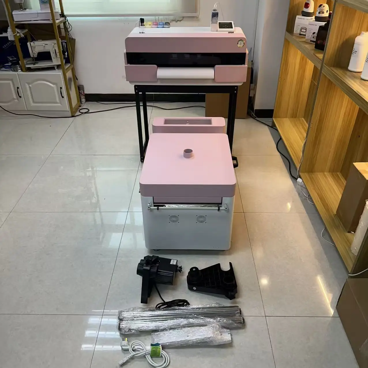 High Efficiency Dual Head DTF UV LED Printer with Powder Shaking for Garment Fabric Industrial Production