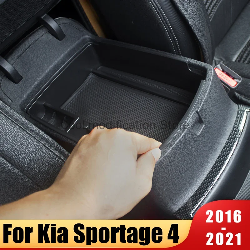 Car Central Console Armrest Box Storage Container Organizer Holder Tray For Kia Sportage 4 QL 2016-2019 2020 2021 Accessories