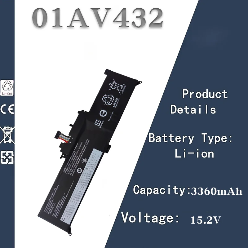 

Замена аккумулятора для ноутбука 15,2 В, 3360 мАч для Lenovo ThinkPad | Совместим с моделями X380 Yoga/260/370 и 01AV432/01AV433.