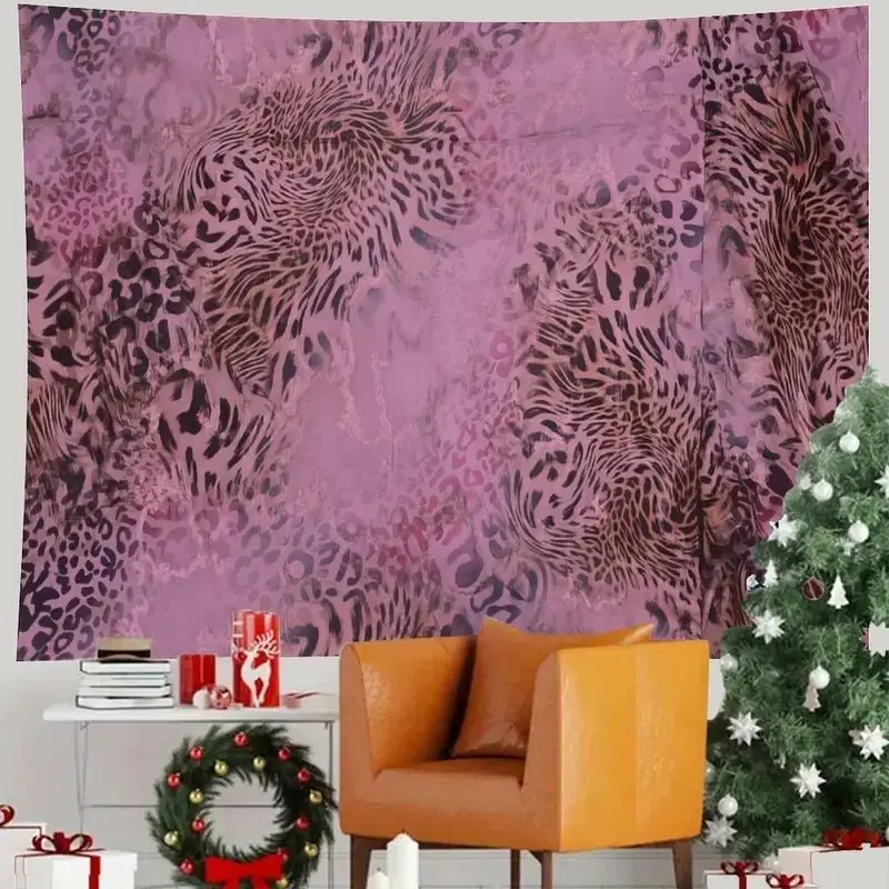 VIKAMA Pink Purple Leopard Animal Print Mix Decorative Wall Tapestry Home Art Room Decor Bedroom Living Safari Soft Durable Cozy