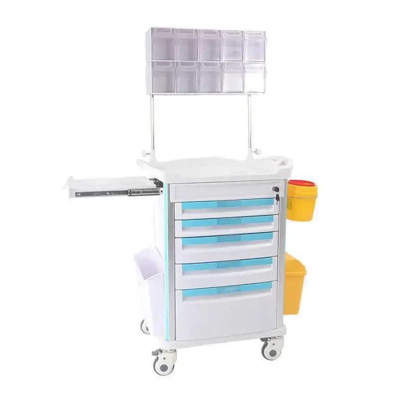 Multi-functional medical ABS anesthesia car five drawer six drawer medical  Trash can label box