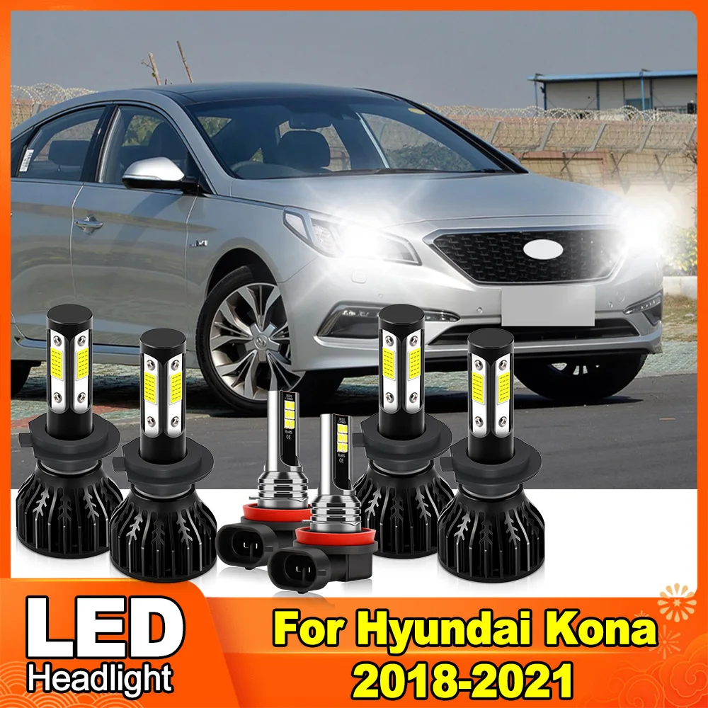 

Car LED Headlight 6000K White COB Chips 60000LM High Low Beam Headlamp Fog Light Plug and Play For Hyundai Kona 2018-2020 2021