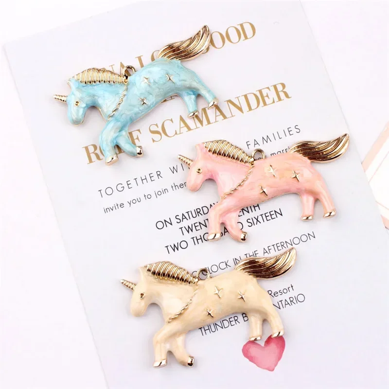 10pcs Enamel Horse with Horns Charms Zinc Alloy Pendent for DIY Necklaces Bracelets Jewelry Accessories 35*58mm Wholesale