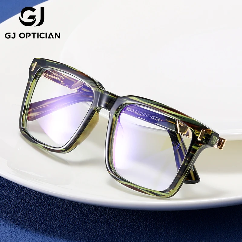 

GJ OPTICIAN Trendy Glasses Plastic Titanium Optical Prescription Glasses Versatile Men Anti Blue Light Reading Myopia Eyeglasses