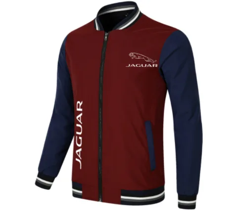 New men's jackets for spring and autumn, casual and loose fit, Jaguar car logo, sports zipper, color blocking baseball jacket