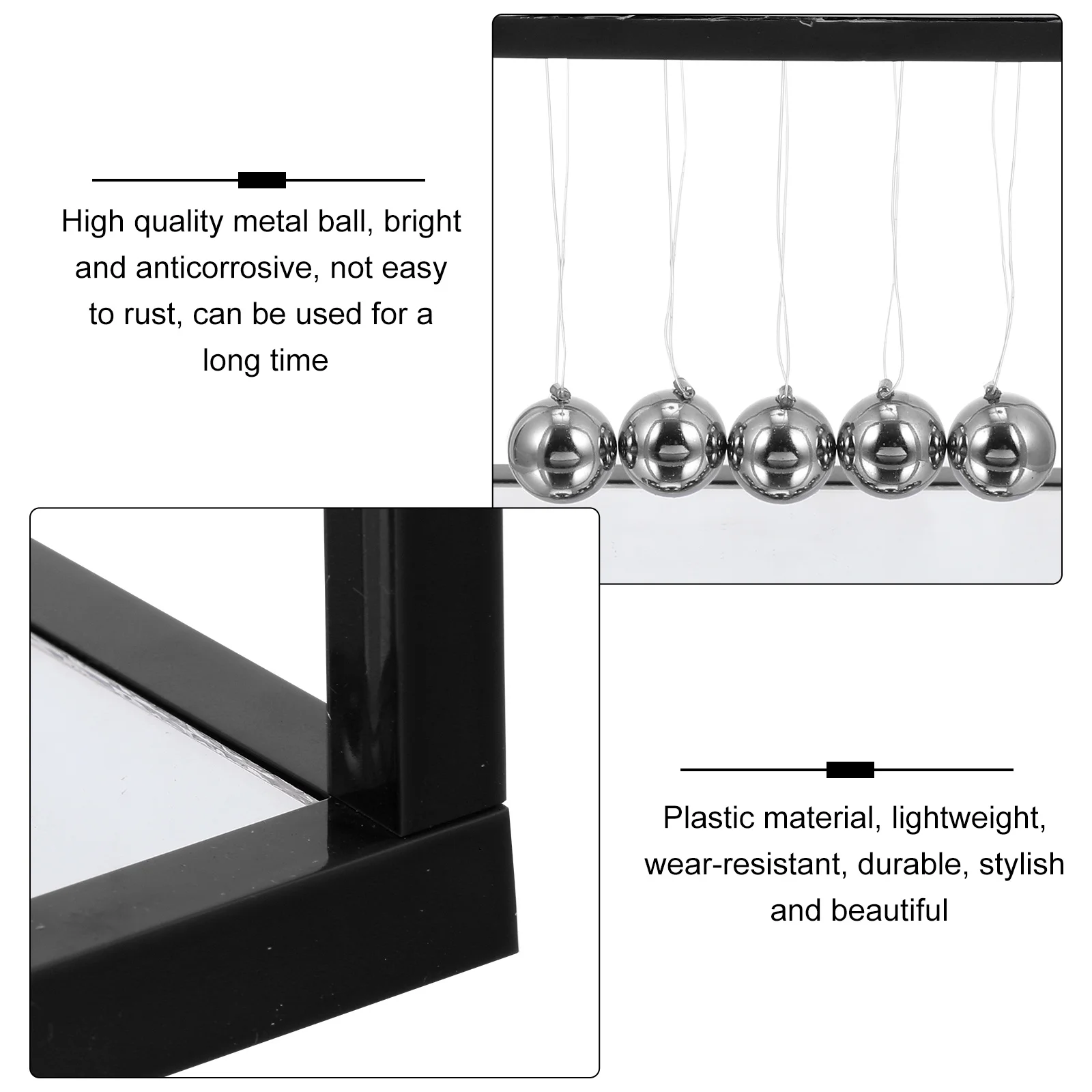 Mirror Newton's Cradle Balance Balls Scientific Desk Decoration for Stress Relief Pendulum Ball Physics Science Teaching Tool