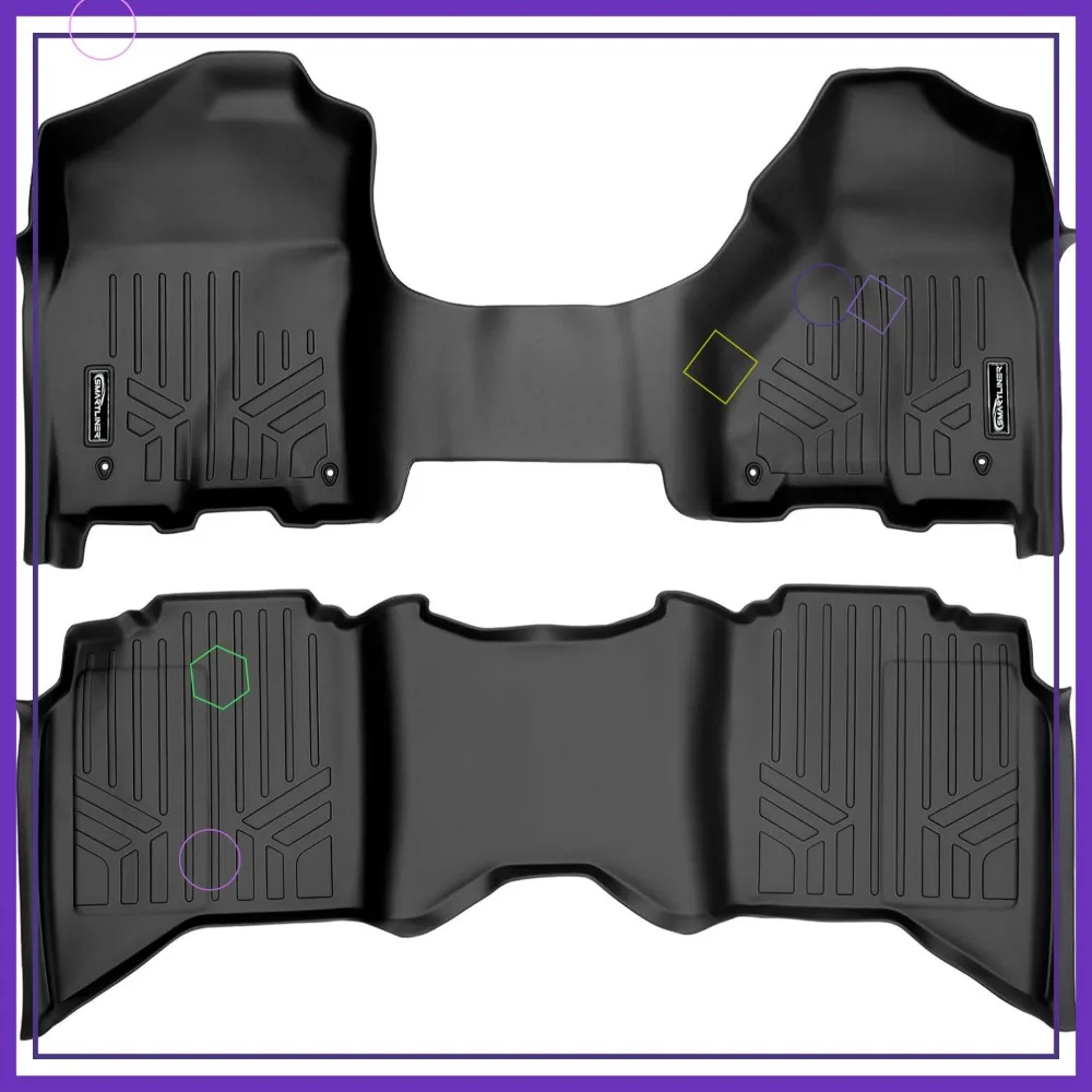 

Floor Mats 2 Row Liner Set Compatible with 2013-2018 Ram 1500 Heavy Duty TPE All Weather