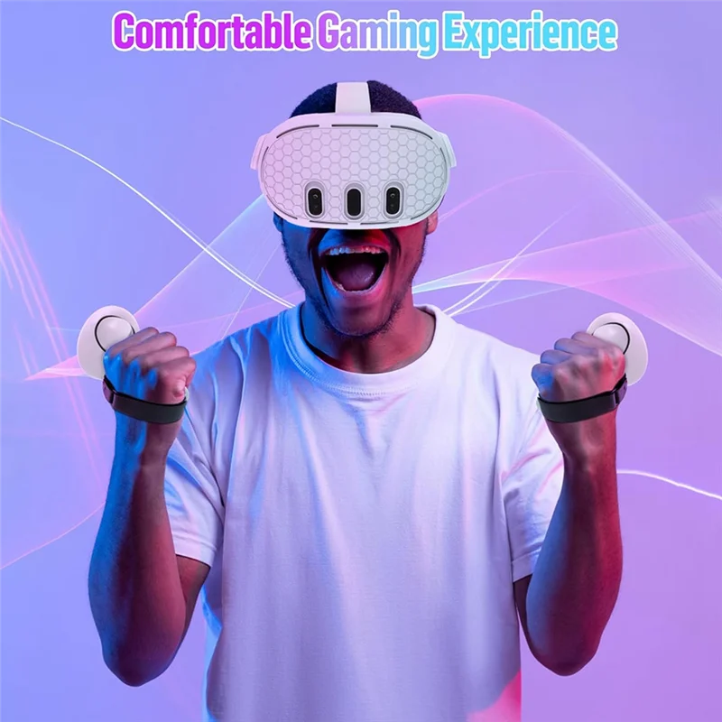 لـ Meta Quest 3 غطاء حماية مقبض وحدة التحكم، غطاء سماعة الرأس الأمامي وغطاء الوجه، أجزاء الواقع الافتراضي باللون الأرجواني