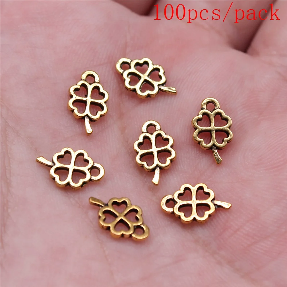 Bulk Charms For Jewelry Making Kit Pendant Diy Jewelry Accessories Small Hollow Lucky Clover Charms