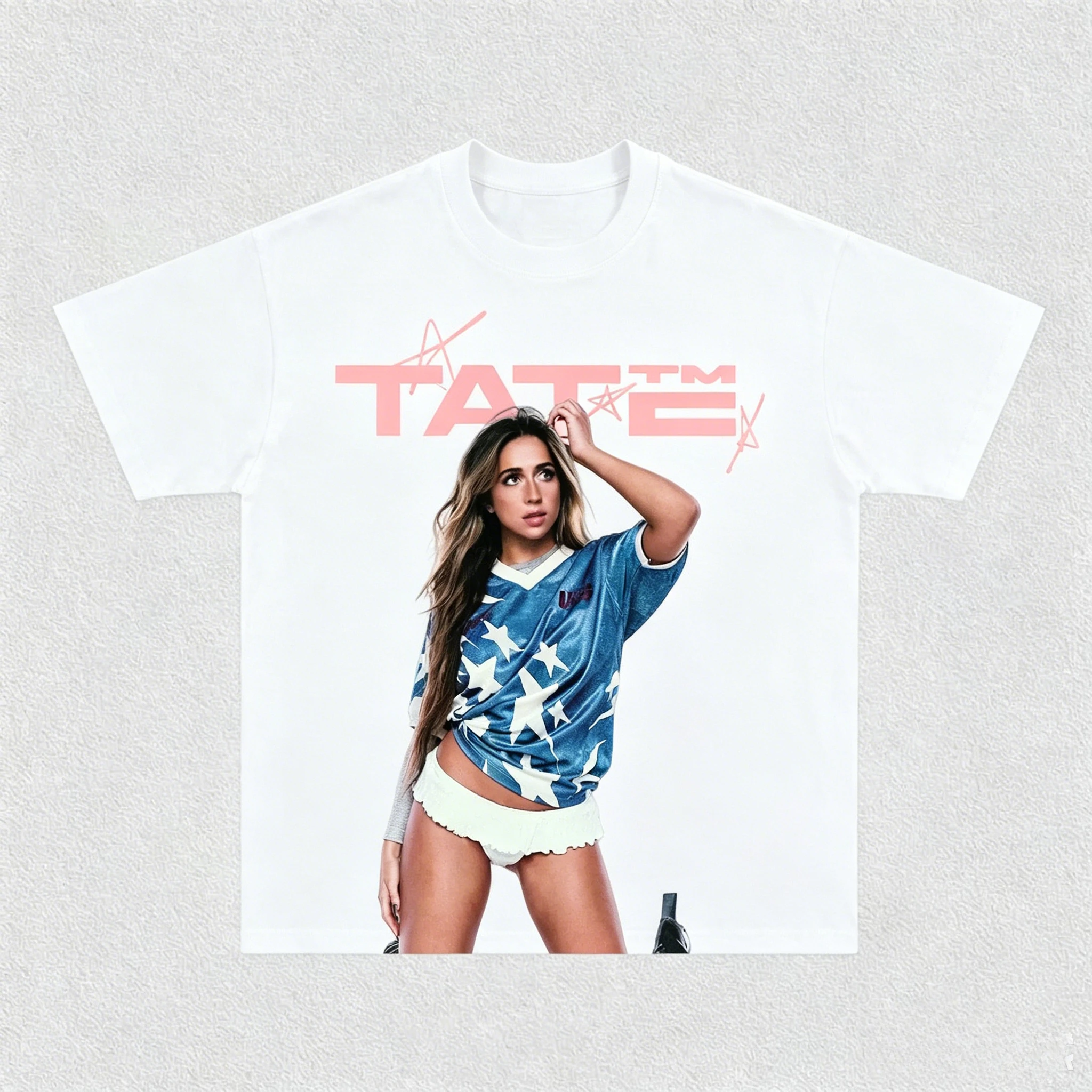 Tate McRae Starry Jersey Portrait Graphic T-Shirt Men Women Retro Pop Music Fan Print Casual Streetwear