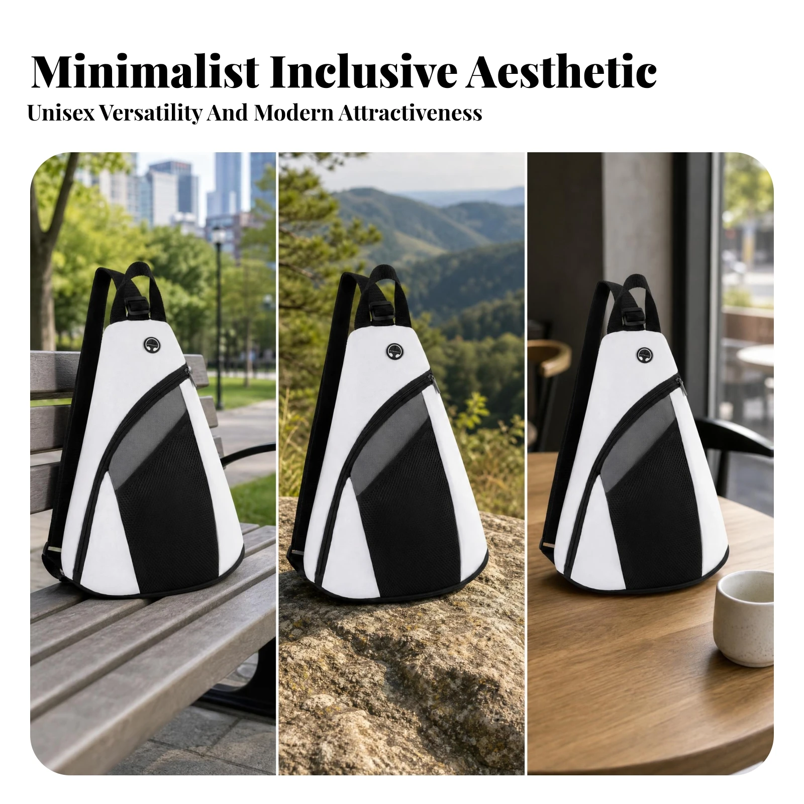 Triangle Sling Bag Front Zip Pocket Sling Backpack Chest Daypack Mesh Detail Sturdy for Outdoor view 2
