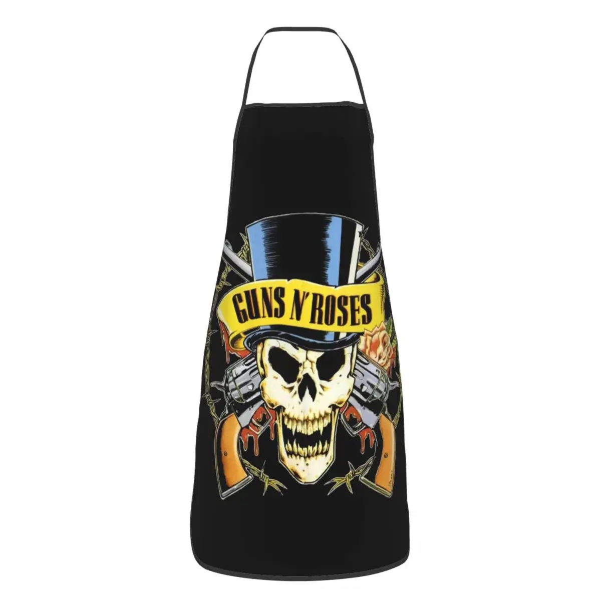 Unisex Heavy Metal Guns N Rose Bib Apron Adult Women Men Chef Tablier Cuisine for Kitchen Cooking Rock Band Gardening