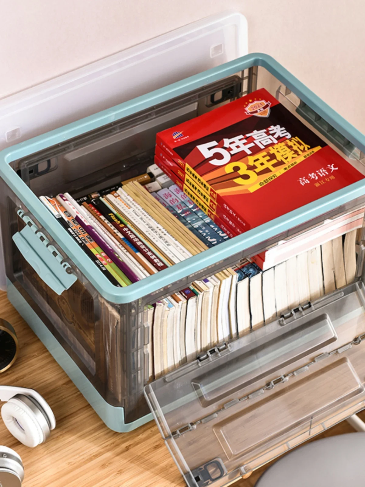 

Transparent Large Capaci Storage Box for Home Clothes Quilt Book School Storage Box Door Opening Design Easy to Carry Organ...