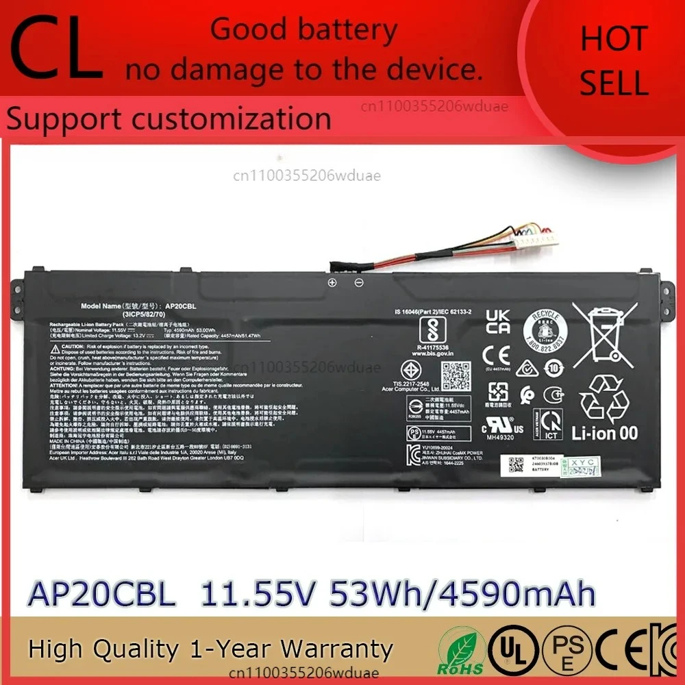 

Совершенно новый оригинальный аккумулятор для ноутбука AP20CBL 11,55 В 53 Втч для Acer Aspire 5 A515-45 Swift SF314 R5-5500U Chromebook 512 C852 514 и т. д.