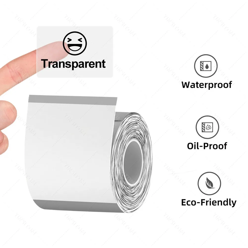 30-50 مللي متر الحرارية لفات الورق ملصق لاصق أوراق أبيض اللون شفافة كابل لفة 3 قطعة مجموعة واحدة لطابعة الملصقات #5