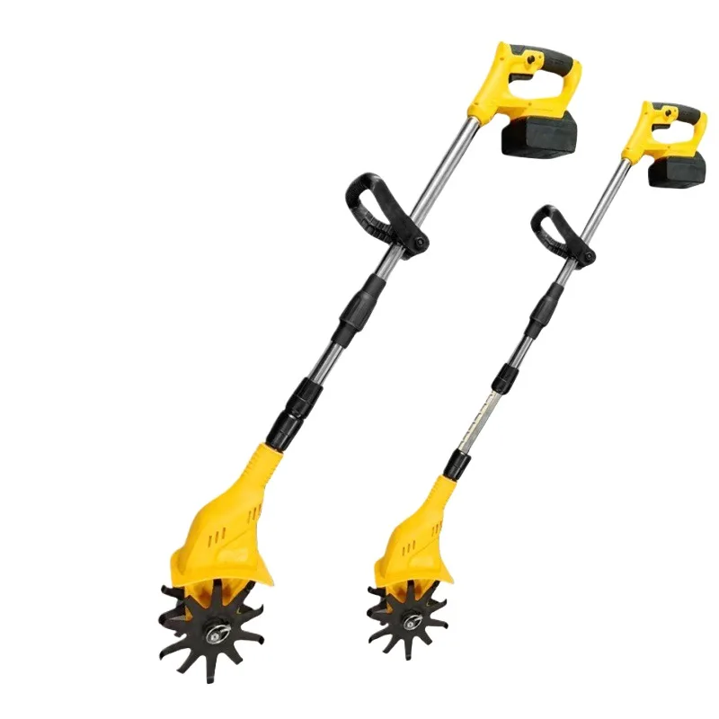 Household garden rechargeable lithium micro tiller rotary metal agricultural planter strong battery industrial soil