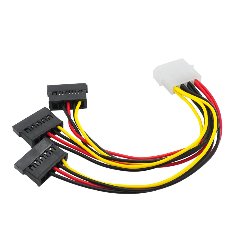 Kabel Adaptor SATA IDE 4Pin Jantan Ke 3 Port SATA Betina Kabel Catu Daya Hard Drive Kabel SATA 22Cm