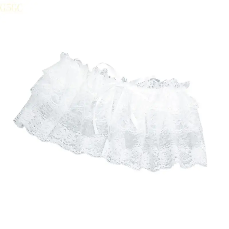 

G5GC Elegant Lace Waist Skirt with Tie up Wrap Skirts Elastic Waistband Skirt Cover upWide Belt Women's Fashion Accessory