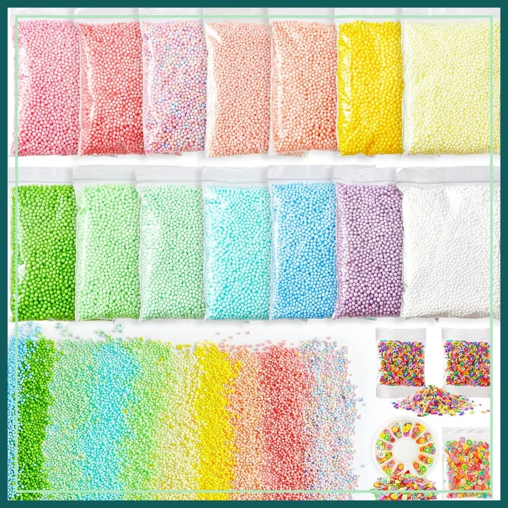 

18 Pack Pastel Foam Balls for Slime, 0.09-0.14 Inch Mini Assorted Beads, DIY Arts Crafts Supplies for Wedding Party Decor