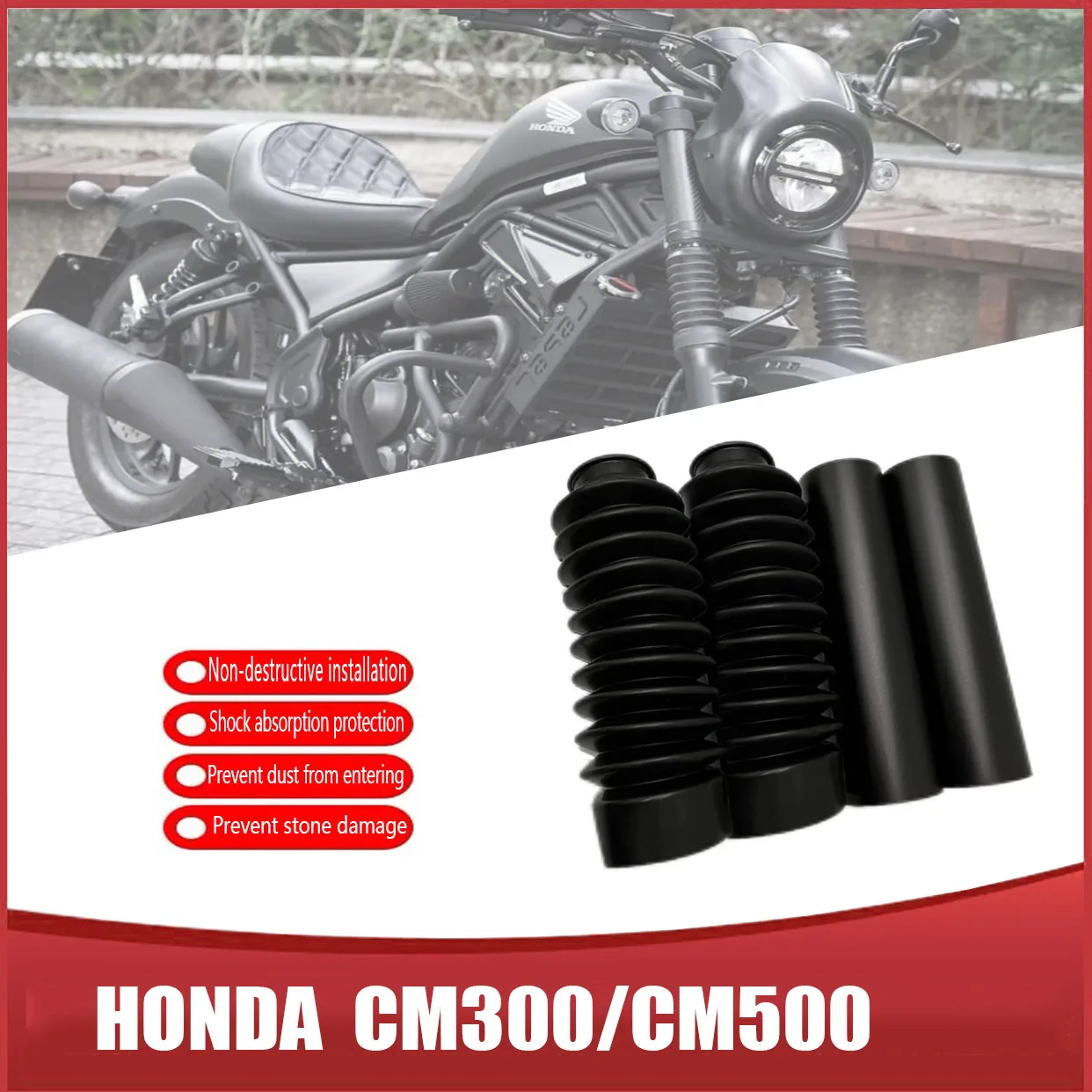 

Fork Rubber Gaiters Boots For Honda Rebel 500 300 CMX300 CMX500 CMX 300 500 Accessories Front Fork Shock Absorber Dust Cover