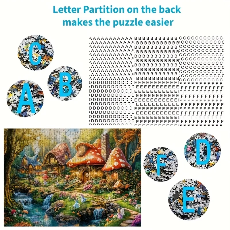 ตัวต่อรูปทรงบ้านเห็ด 1,000 ชิ้น เหมาะสำหรับผู้ใหญ่และครอบครัว - แผ่นหนาไร้รอยต่อ ทนต่อการขีดข่วน พร้อมกล่องพกพา