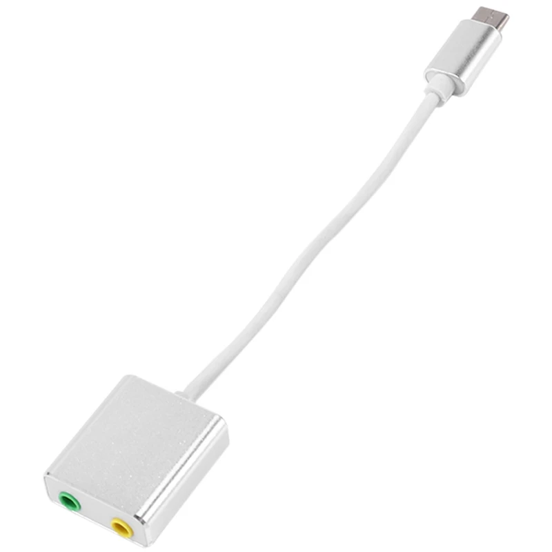女性用サウンドカード,タイプCケーブル,外部アダプター,ヘッドフォン,USB, 3.5mm